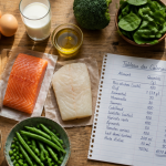 tableau des calories des aliments sur plan de travail