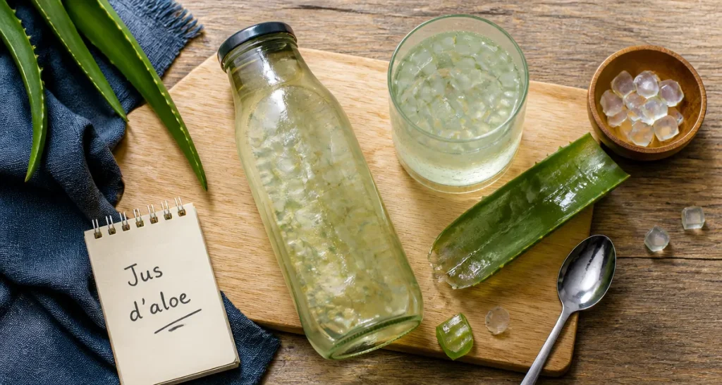 Vera aloe drink : bouteille, gel d’aloe vera et jus de 30% pulpe