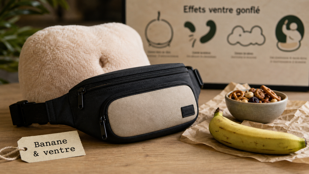 Banane ventre : sac banane et faux ventre gonflé en tissu