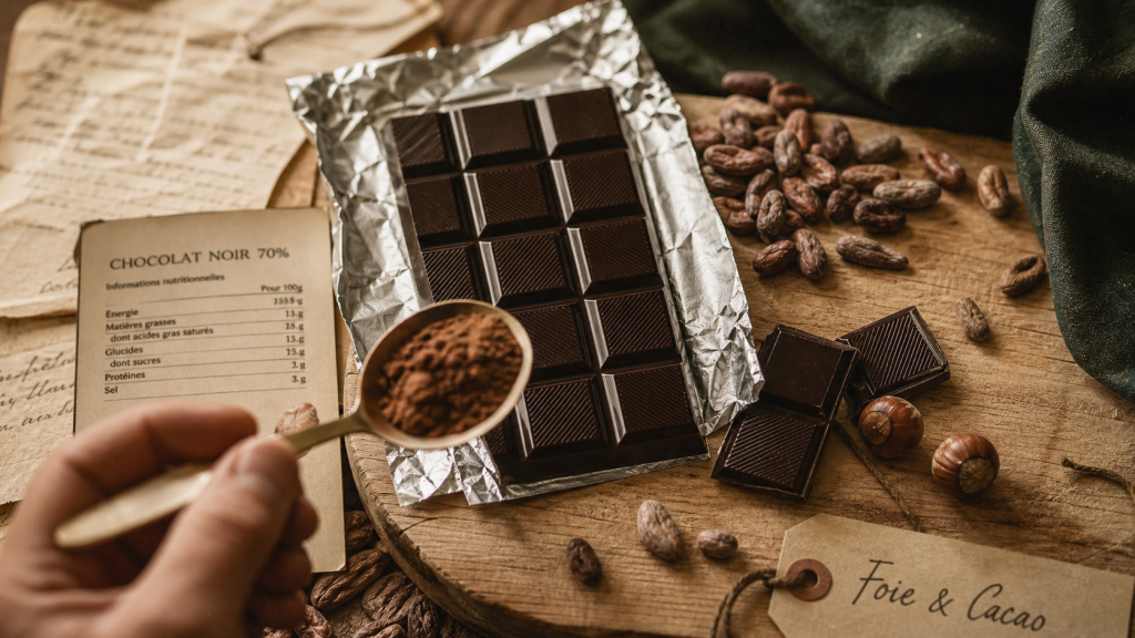 Bienfaits du chocolat noir sur le foie : chocolat 70% cacao, flavonoïdes