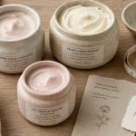 Creme pour peau seche : crème visage et baume corps sur table