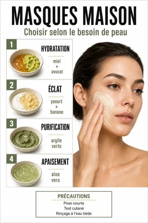 Masque pour le visage maison : ingrédients, application et précautions