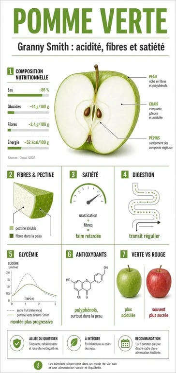 Infographie sur les bienfaits de la pomme verte