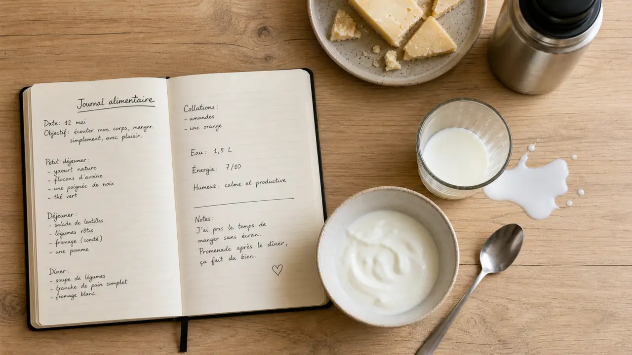Intolérance au lactose symptome : journal alimentaire, lait et yaourt