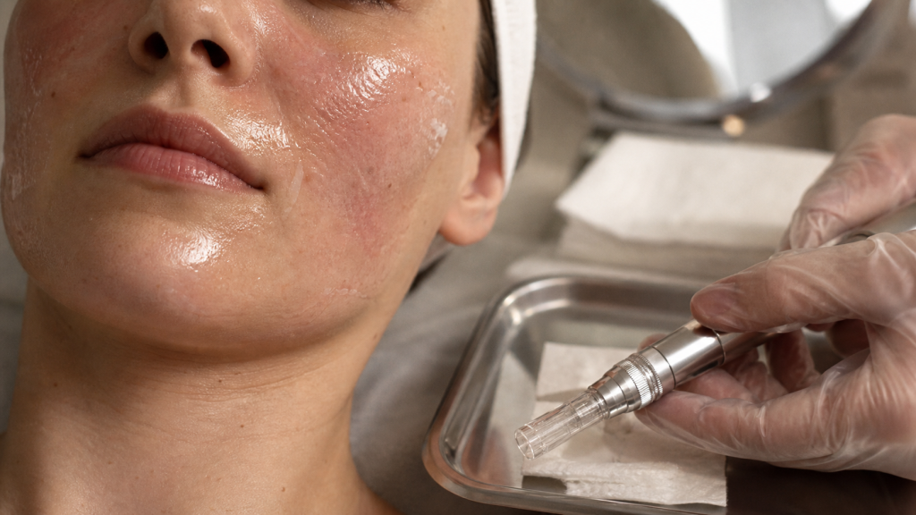Microneedling avant après 1 séance : rougeurs 48 h sur peau au spa