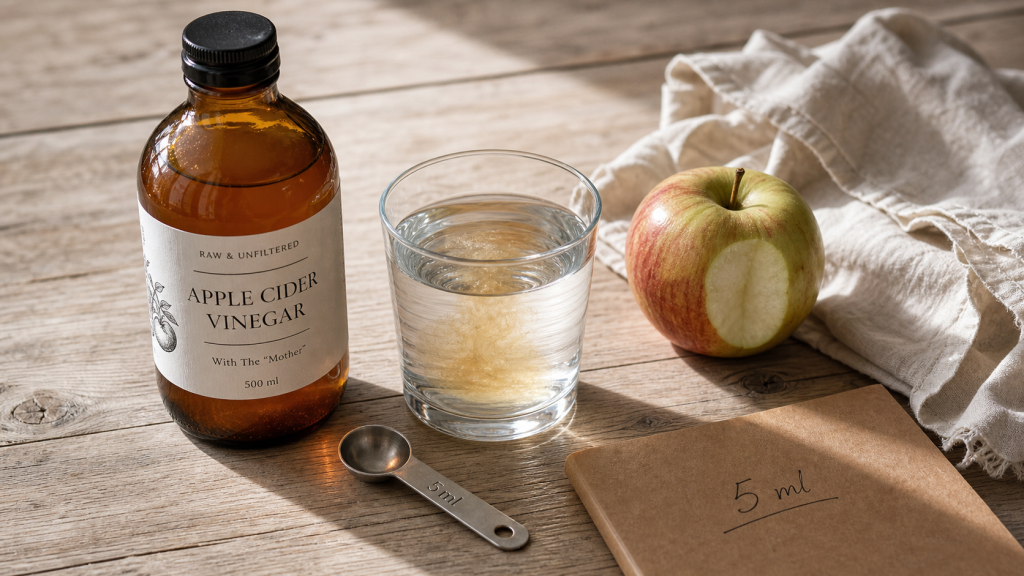 Régime et vinaigre de cidre : 10 ml par jour, bouteille et dose