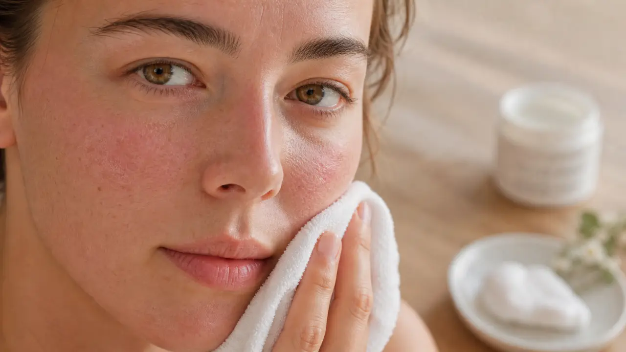 Rougeur visage : joues rosies, irritation ou rosacée (gros plan)