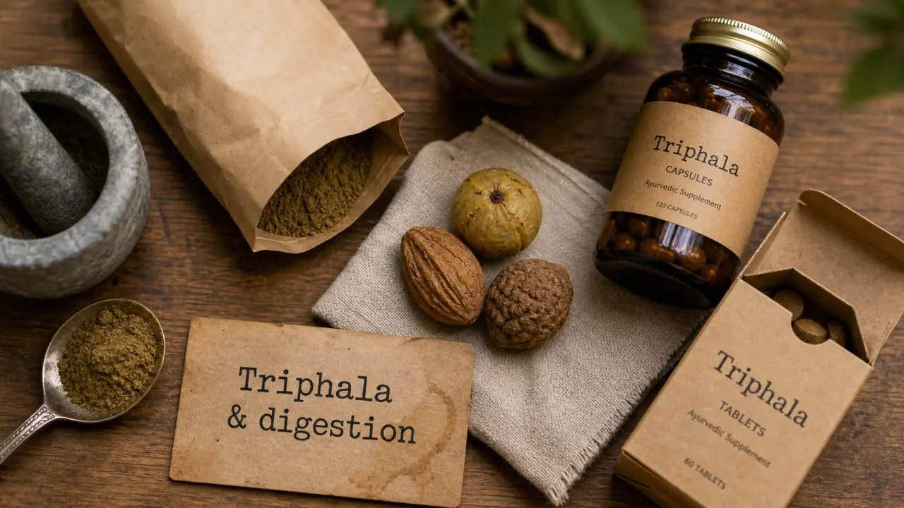 Triphala bienfaits : poudre et fruits pour la digestion et le transit