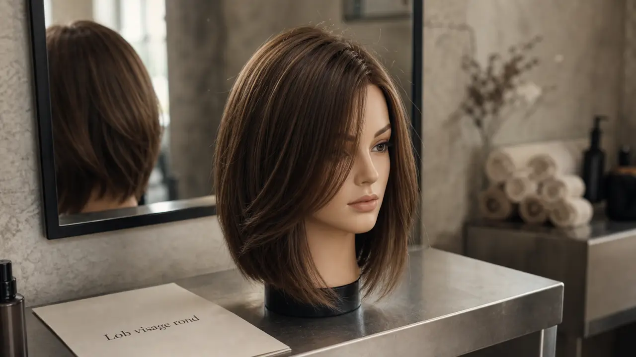 Visage rond coupe de cheveux : lob dégradé