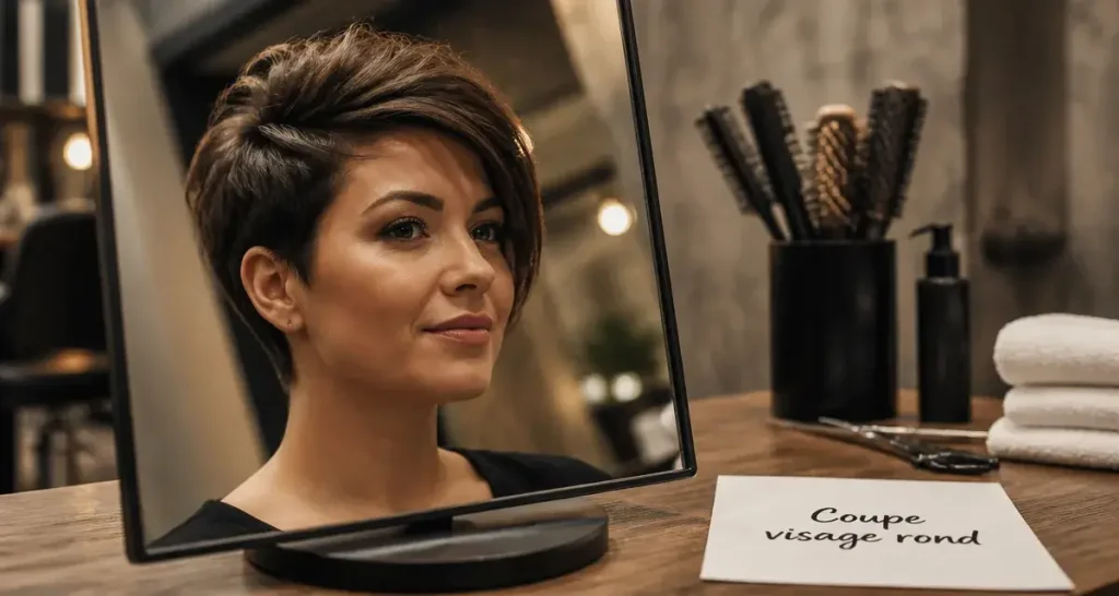Visage rond moderne coupe courte femme : pixie texturé
