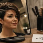 Visage rond moderne coupe courte femme : pixie texturé