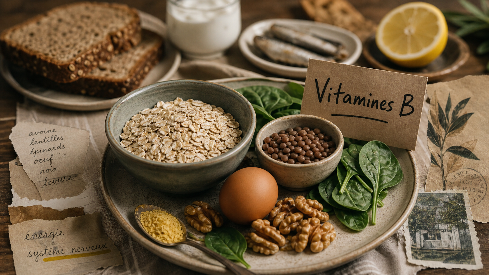 Vitamine b dans quel aliment : flocons, lentilles, épinards, œuf et levure alimentaire