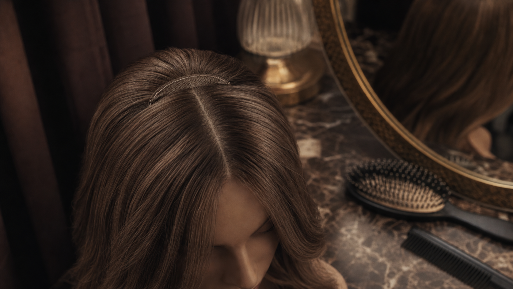 Volumateur capillaire topper cheveux naturel, vue de dessus
