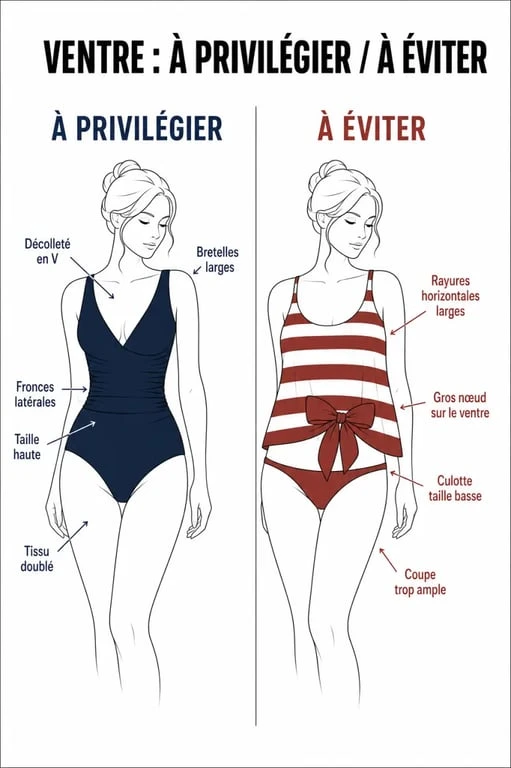 Quel maillot de bain quand on a du ventre : à privilégier et à éviter selon la coupe