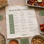 Menu healthy semaine famille, batch cooking et courses, ingrédients et wraps