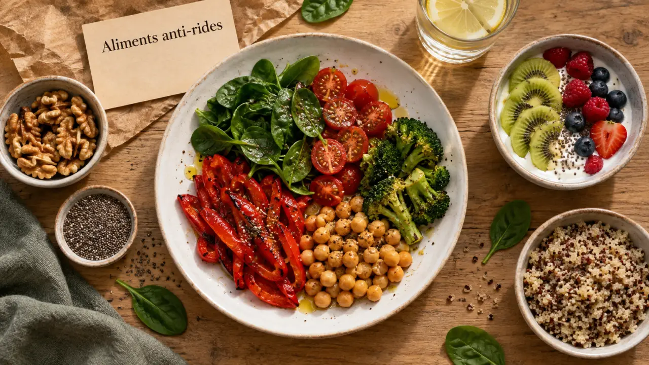 Aliments contre les rides du visage : légumes, yaourt, fruits et huile d’olive