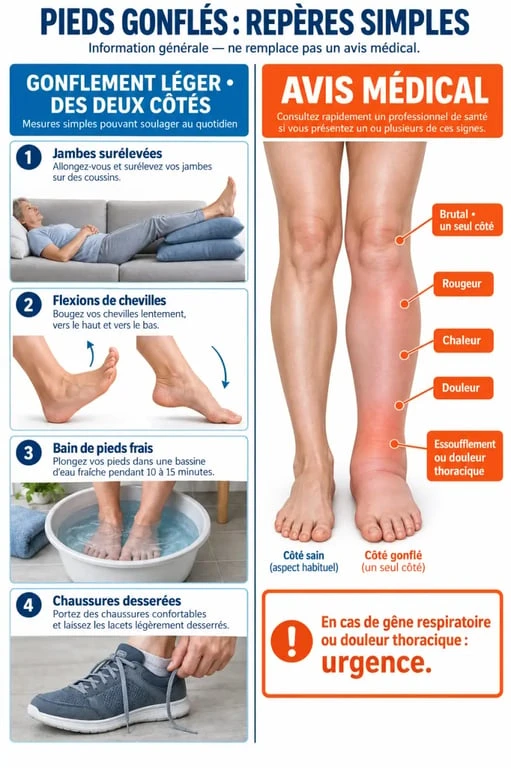 Remède de grand mère pour les pieds gonflés : gestes doux et signes d’alerte à reconnaître