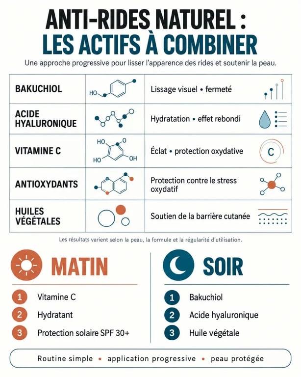 Anti-rides naturel puissant : comparaison du bakuchiol, de l’acide hyaluronique et de la vitamine C