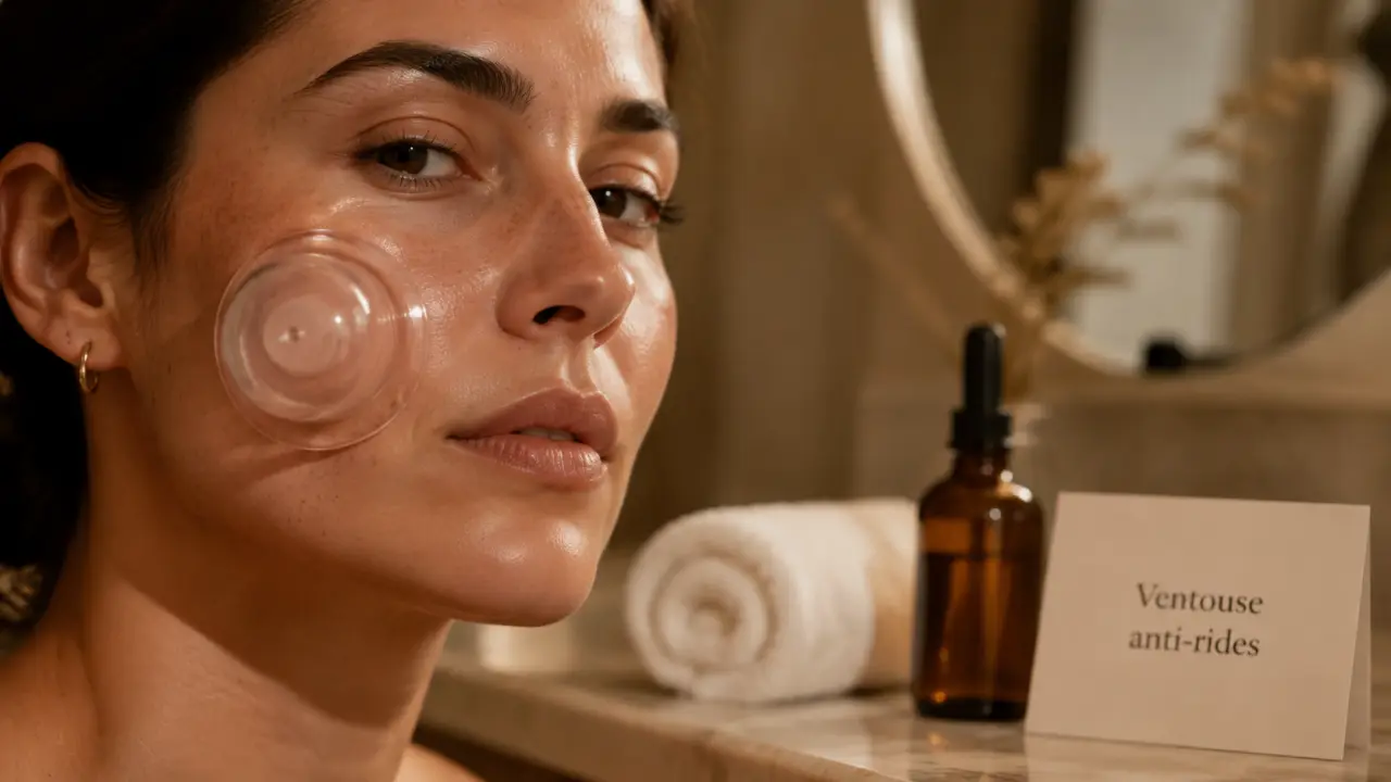 Ventouse anti rides visage en silicone sur la joue