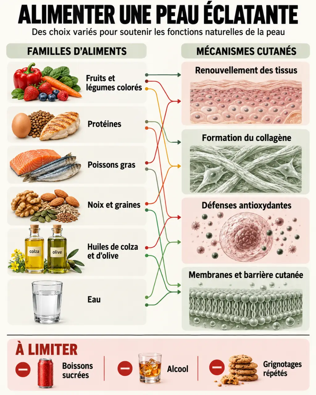 Comment adapter son alimentation pour une peau éclatante et saine : aliments, nutriments et mécanismes cutanés