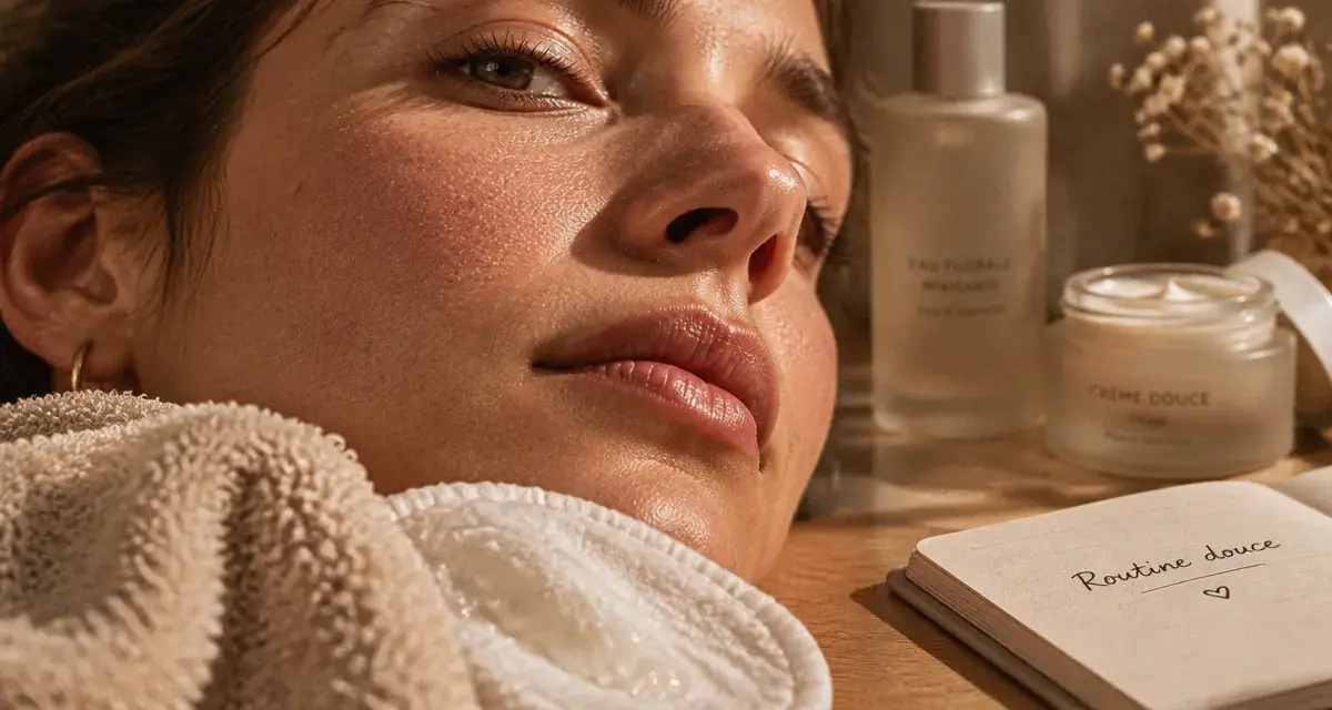 Peau visage granuleuse : texture sur joue et nez, exfoliation et routine douce