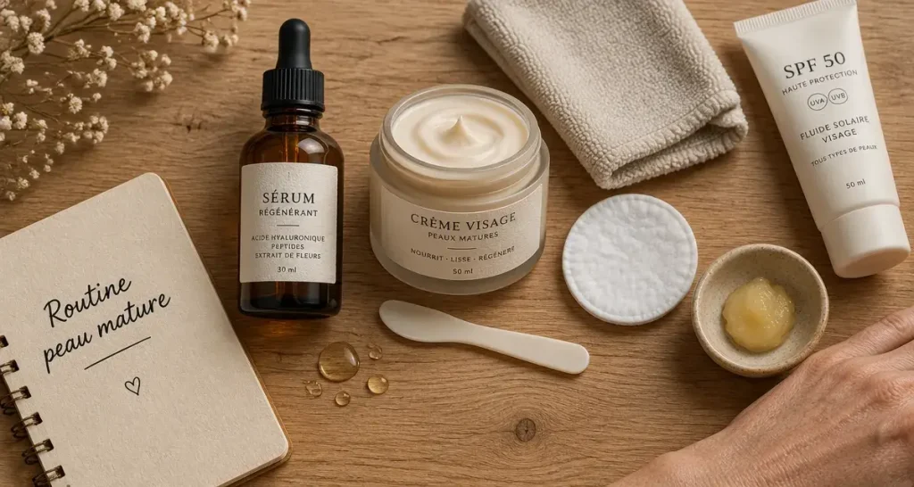 Soin visage peau mature : une routine ciblée pour hydrater, raffermir et protéger